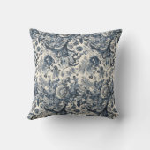 ヴィンテージブルーエレガントフローラトイレフルーリー クッション (裏面)