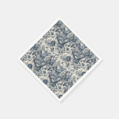 ヴィンテージブルーエレガントフローラトイレフルーリー スタンダードカクテルナプキン (角)