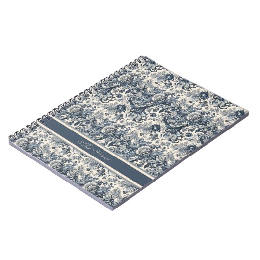 ヴィンテージブルーエレガントフローラトイレフルーリー ノートブック (左側)