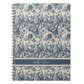 ヴィンテージブルーエレガントフローラトイレフルーリー ノートブック (正面)