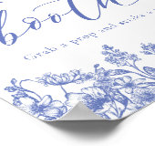 ヴィンテージブルーエレガントフローラフォトブースの看板 ポスター (角)