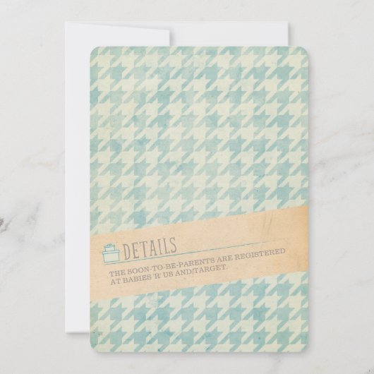 ヴィンテージブルーエレファントベビーシャワー招待状 招待状 (裏面)