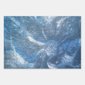 ヴィンテージブルーエンボスフローラモチーフ模様グリッター ラッピングペーパーシート (正面2)