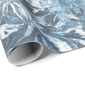 ヴィンテージブルーエンボスフローラモチーフ模様グリッター ラッピングペーパー (ロールコーナー)