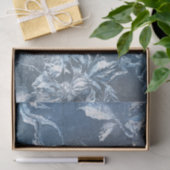 ヴィンテージブルーエンボスフローラモチーフ模様グリッター 薄葉紙 (ギフト)