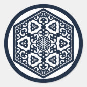 ヴィンテージブルーオットマントルコのトレーサリーベクターアート ラウンドシール (正面)