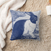 ヴィンテージブルーオランダラビットデダムデルフトコテージ クッション (ブランケット)