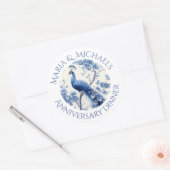 ヴィンテージブルーオランダChinoiserieフローラ水色 ラウンドシール (封筒)