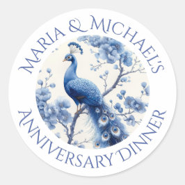 ヴィンテージブルーオランダChinoiserieフローラ水色 ラウンドシール