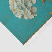 ヴィンテージブルーオレンジ色のフローラ切り離し 薄葉紙 (詳細)