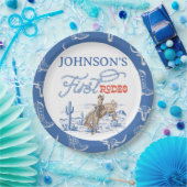 ヴィンテージブルーカウボーイファーストRodeo 1st誕生日 ペーパープレート (パーティー)