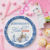 ヴィンテージブルーカウボーイファーストRodeo 1st誕生日 ペーパープレート (パーティー)