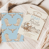 ヴィンテージブルーカウボーイファーストRodeo 1st誕生日 招待状