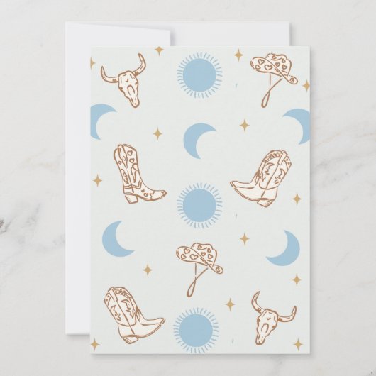 ヴィンテージブルーカウボーイファーストRodeo 1st誕生日 招待状 (裏面)