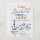 ヴィンテージブルーカウボーイリトルバッカロ誕生日 招待状 (正面)