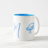 ヴィンテージブルーカニモノグラムの- ツートーンマグカップ (正面右)