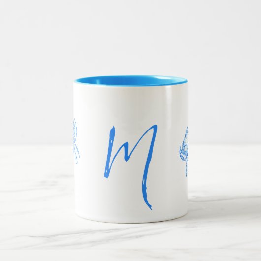 ヴィンテージブルーカニモノグラムの- ツートーンマグカップ (中央)