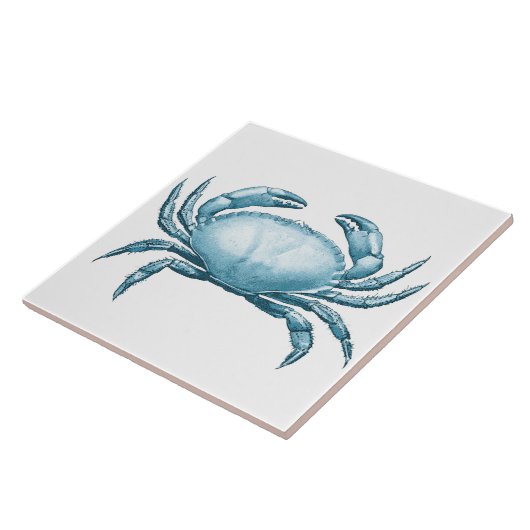 ヴィンテージブルーカニ航海の野生生物とシーフード タイル (側面)
