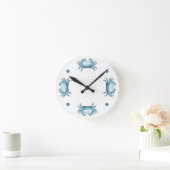 ヴィンテージブルーカニ航海の野生生物とシーフード ラウンド壁時計 (ホーム)