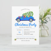 ヴィンテージブルーカーと木のクリスマス 招待状 (スタンド正面)