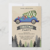 ヴィンテージブルーカークリスマスパーティー 招待状 (正面)