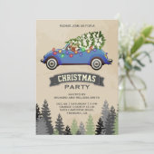 ヴィンテージブルーカークリスマスパーティー 招待状 (スタンド正面)