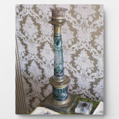 ヴィンテージブルーガラス燭台 フォトプラーク (正面)