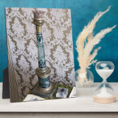 ヴィンテージブルーガラス燭台 フォトプラーク (側面)