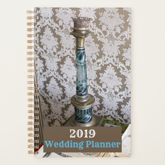 ヴィンテージブルーガラス燭台 プランナー手帳 (正面)