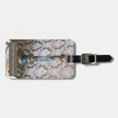 ヴィンテージブルーガラス燭台 ラゲッジタグ (正面横)