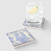 ヴィンテージブルーキッズtoile de jouy printed ストーンコースター (横)