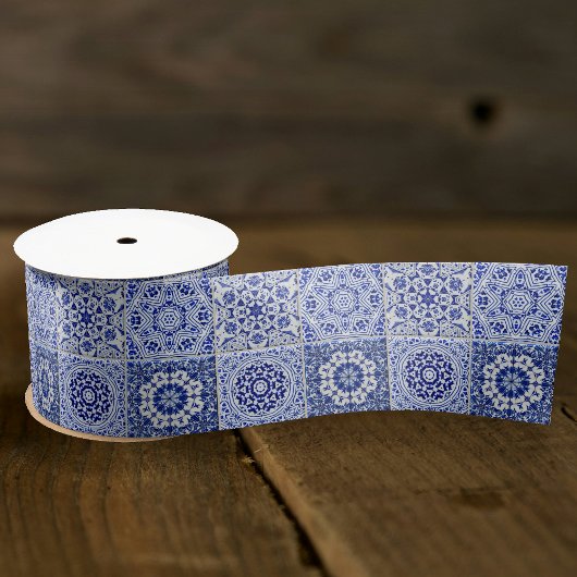 ヴィンテージブルーキッチンタイル – オールドスタイルファームハウス サテンリボン