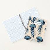 ヴィンテージブルークラゲ海をテーマにしたカレッジルールド ノートブック (内部)