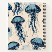 ヴィンテージブルークラゲ海をテーマにしたカレッジルールド ノートブック (裏面)