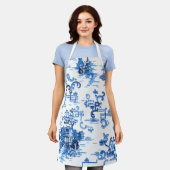 ヴィンテージブルークラシックとホワイトのパゴダチノワセリー エプロン (着用した状態)