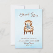 ヴィンテージブルークラシックボーイベビーシャワーありがとう サンキューカード (正面)