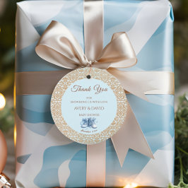 ヴィンテージブルークラシックボーイベビーシャワー フェイバータグ