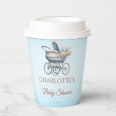 ヴィンテージブルークラシックボーイベビーシャワー 紙コップ (正面)