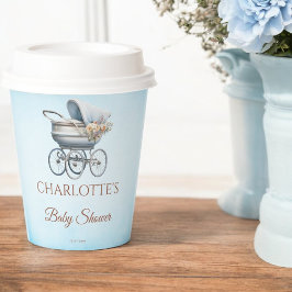 ヴィンテージブルークラシックボーイベビーシャワー 紙コップ