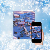 ヴィンテージブルークリスマスウィンターワンダーランド雪 シーズンカード