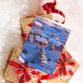 ヴィンテージブルークリスマスウィンターワンダーランド雪 シーズンカード