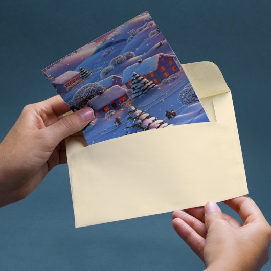 ヴィンテージブルークリスマスウィンターワンダーランド雪 シーズンカード