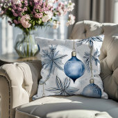 ヴィンテージブルークリスマスツリーオーナメントパターン クッション