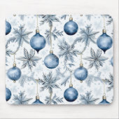 ヴィンテージブルークリスマスツリーオーナメントパターン マウスパッド (正面)