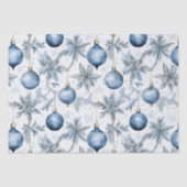 ヴィンテージブルークリスマスツリーオーナメントパターン 薄葉紙 (正面)