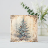 ヴィンテージブルークリスマスツリーカード シーズンカード (スタンド正面)