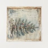 ヴィンテージブルークリスマスツリータペストリー タペストリー (正面(横))