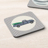 ヴィンテージブルークリスマスツリートラックコルクコースター コースター (左側)