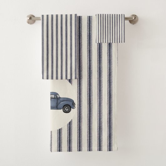 ヴィンテージブルークリスマスツリートラックタオルセット バスタオルセット (インサイチュ)