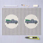 ヴィンテージブルークリスマスツリートラックティッシュペーパー 薄葉紙 (クラフト)